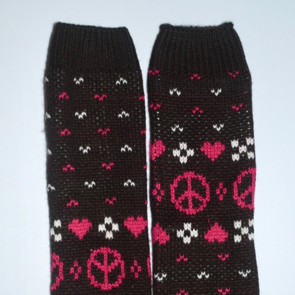 Brown Leg Warmers With Pattern